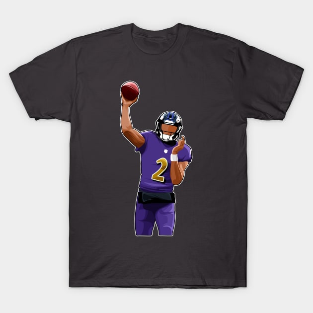 Tyler Huntley #2 Throw The Ball T-Shirt by GuardWall17